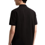 חולצת פולו מונקלר moncler שחור דגם Piquet Polo Shirt כותנה פיקה פאץ בשרוול צבעי מונקלר רגולר פיט