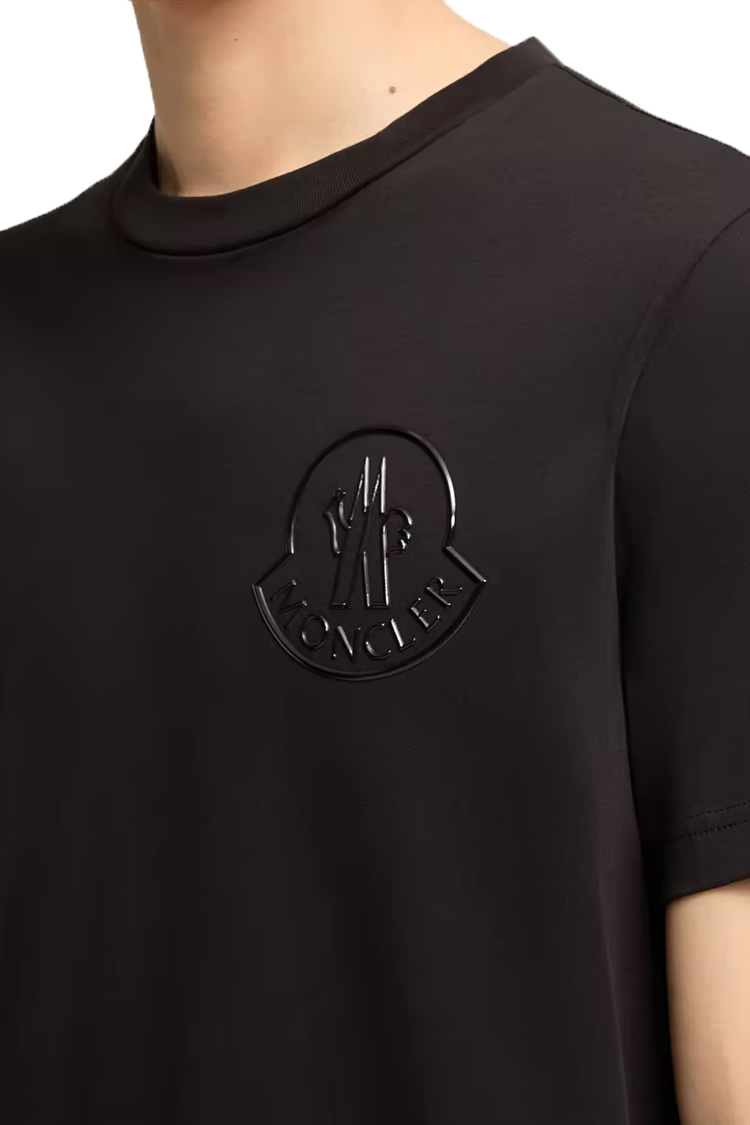 טי שירט מונקלר moncler שחור דגם Three-Dimensional Logo כותנה לוגו תלת מימדי חזה רגולר פיט