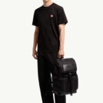 טי שירט מונקלר moncler שחור דגם Logo Cotton Jersey כותנת ג’רזי פאץ בחזה רגולר פיט