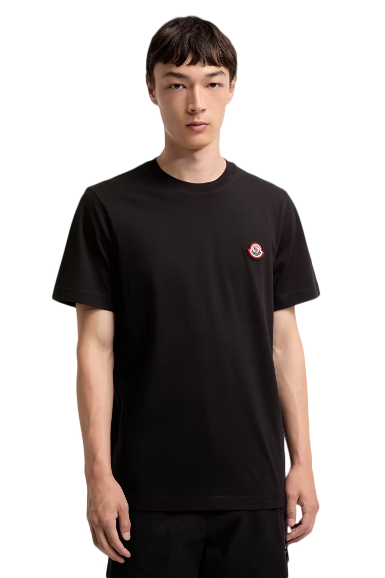 טי שירט מונקלר moncler שחור דגם Logo Cotton Jersey כותנת ג'רזי פאץ בחזה רגולר פיט