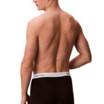 מארז שלישיית תחתוני בוקסר קלווין קליין calvin klein שחור/אפור/לבן דגם Trunks Icon Cotton Stretch פס מותן לוגו