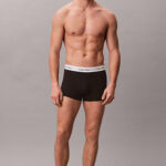 מארז שלישיית תחתוני בוקסר קלווין קליין calvin klein שחור/אפור/לבן דגם Trunks Icon Cotton Stretch פס מותן לוגו