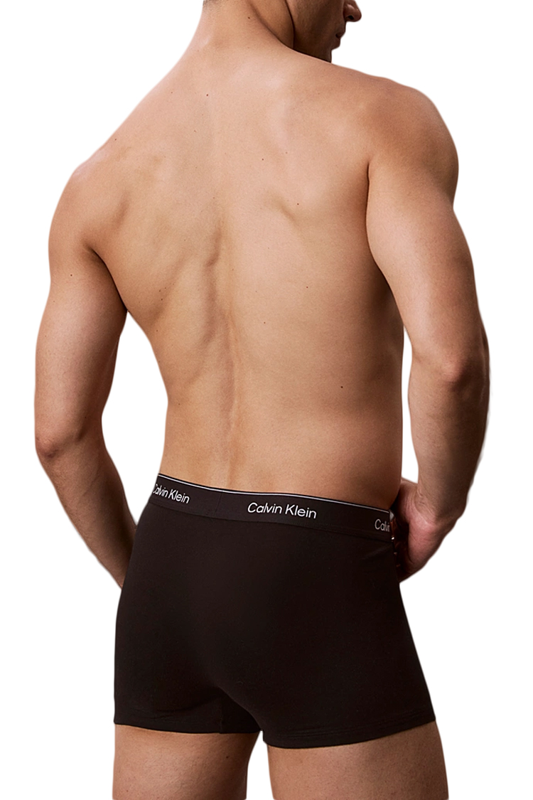 מארז שלישיית תחתוני בוקסר קלווין קליין calvin klein שחור דגם Trunks Icon Cotton Stretch פס מותן לוגו