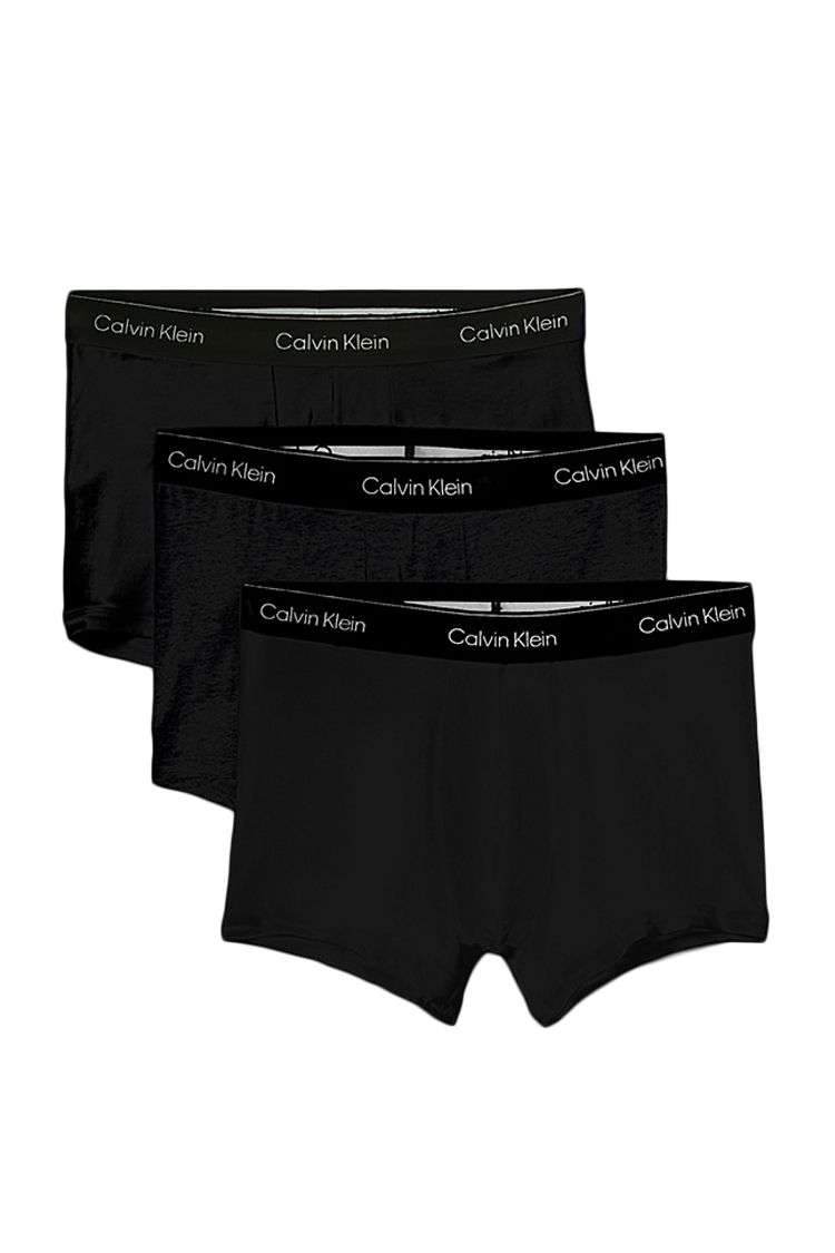 מארז שלישיית תחתוני בוקסר קלווין קליין calvin klein שחור דגם Trunks Icon Cotton Stretch פס מותן לוגו