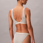 חזיית ברלט קלווין קליין calvin klein אפור כותנה דגם Heritage Lightly Lined Triangle קאפים נשלפים רצועת לוגו