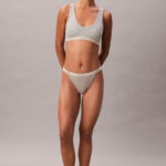 חזיית ברלט קלווין קליין calvin klein אפור כותנה דגם Heritage Lightly Lined Triangle קאפים נשלפים רצועת לוגו