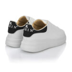 סניקרס עור פיליפ פליין philipp plein לבן דגם Megastar גזרה בינונית לוחית מתכת שרוכים קונטרסט