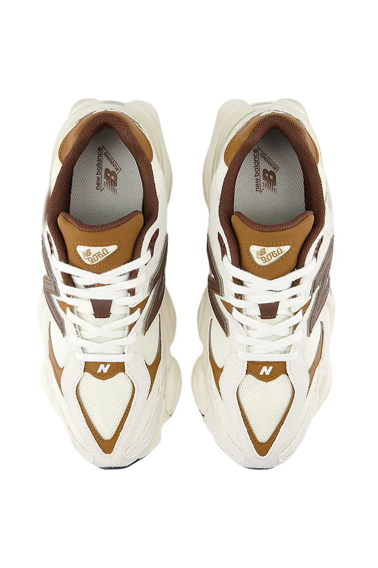 סניקרס ניו באלאנס NEW BALANCE לבן שמנת/חום רשת דגם U90602FD סדרת 9060 סוליית צ’אנקי