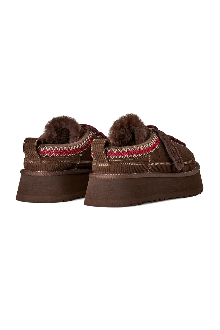 כפכפי פלטפורמה אג ugg חום דגם Heritage Lace-Up Slipper זמש איכותי בטנת עור סוליית eva פלטפורמה 4.5 סמ פרווה