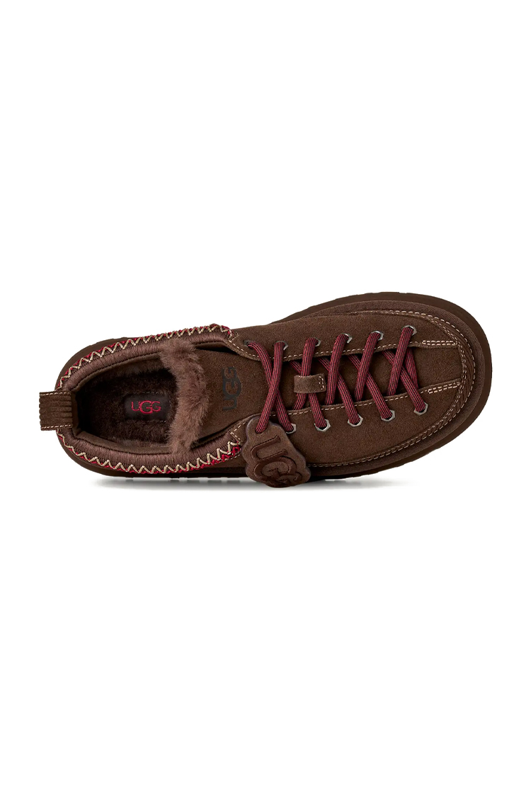 כפכפי פלטפורמה אג ugg חום דגם Heritage Lace-Up Slipper זמש איכותי בטנת עור סוליית eva פלטפורמה 4.5 סמ פרווה