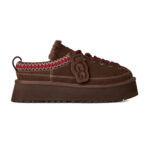 כפכפי פלטפורמה אג ugg חום דגם Heritage Lace-Up Slipper זמש איכותי בטנת עור סוליית eva פלטפורמה 4.5 סמ פרווה