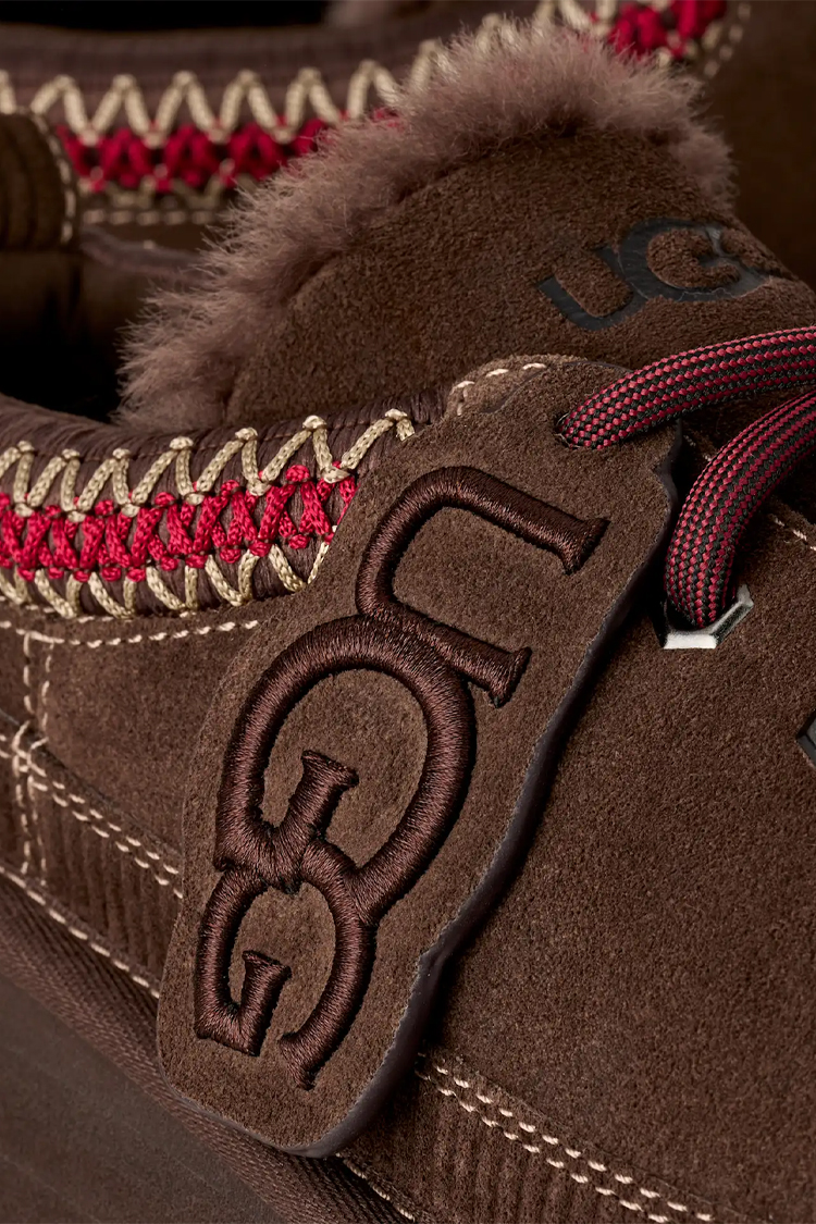 כפכפי פלטפורמה אג ugg חום דגם Heritage Lace-Up Slipper זמש איכותי בטנת עור סוליית eva פלטפורמה 4.5 סמ פרווה