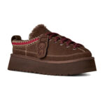 כפכפי פלטפורמה אג ugg חום דגם Heritage Lace-Up Slipper זמש איכותי בטנת עור סוליית eva פלטפורמה 4.5 סמ פרווה