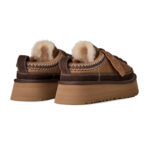 כפכפי פלטפורמה אג ugg חום דגם Heritage Lace-Up Slipper זמש איכותי בטנת עור סוליית eva פלטפורמה 4.5 סמ פרווה