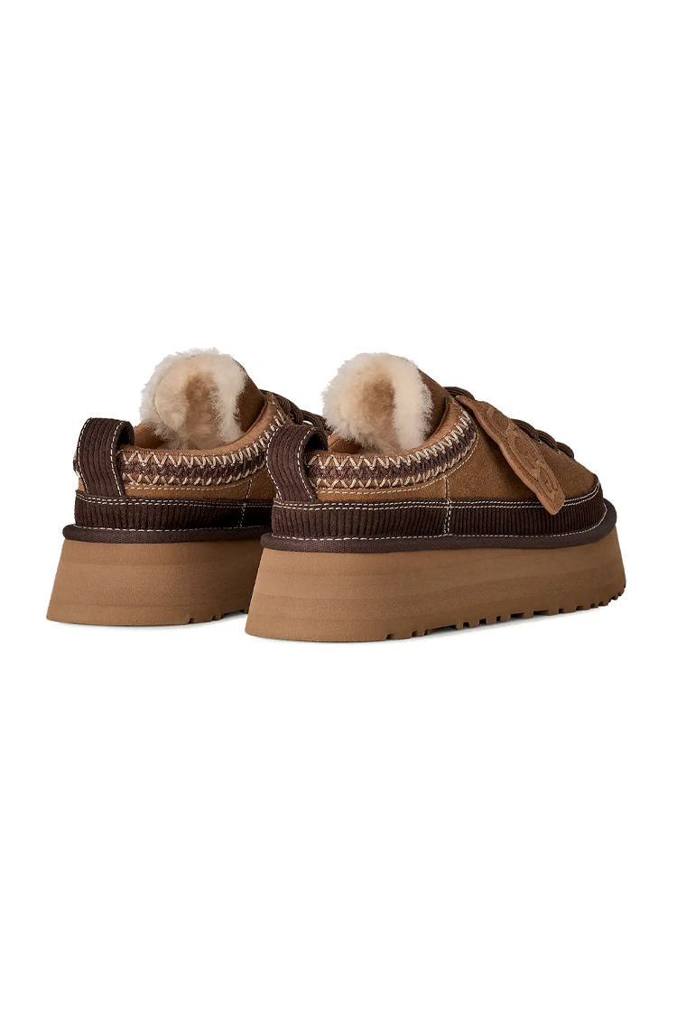 כפכפי פלטפורמה אג ugg חום דגם Heritage Lace-Up Slipper זמש איכותי בטנת עור סוליית eva פלטפורמה 4.5 סמ פרווה