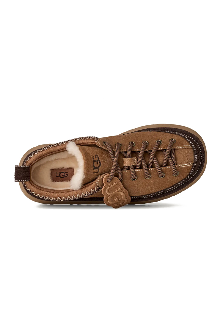 כפכפי פלטפורמה אג ugg חום דגם Heritage Lace-Up Slipper זמש איכותי בטנת עור סוליית eva פלטפורמה 4.5 סמ פרווה