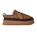 כפכפי פלטפורמה אג ugg חום דגם Heritage Lace-Up Slipper זמש איכותי בטנת עור סוליית eva פלטפורמה 4.5 סמ פרווה