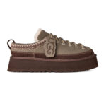 כפכפי פלטפורמה אג ugg אפור/חום דגם Heritage Lace-Up Slipper זמש איכותי בטנת עור סוליית eva פלטפורמה 4.5 סמ פרווה