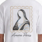 טי שירט אמרה פריז amara paris לבן דגם Cotton Art Mona T אוברסייז תשלובת כותנה רקמה חזה רקמת מונה ליזה גב