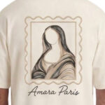 טי שירט אמרה פריז amara paris קרם דגם Cotton Art Mona T אוברסייז תשלובת כותנה רקמה חזה רקמת מונה ליזה גב
