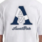 טי שירט אמרה פריז amara paris לבן דגם Cotton Amara Checkerd אוברסייז תשלובת כותנה רקמה חזה תפרים בולטים קונטרסט