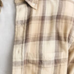 בז’ פלנל גאנט gant כחול משובץ דגם Checked Windblown Flannel Shirt 100 אחוז כותנה קל משקל רקמה כיס קדמי