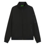 ז’קט בוס boss שחור דגם hy cord fleece תשלובת כותנה גזרה קלאסית חצי מבריק טקסטורת rib לוגו כיס שרוול