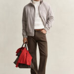 ז’קט מעבר גאנט gant קרם דגם Hampshire Jacket תשלובת טקסטיל דוחה מים dwr גזרה רגילה רקמה חזה קפוצ’ון מתקפל