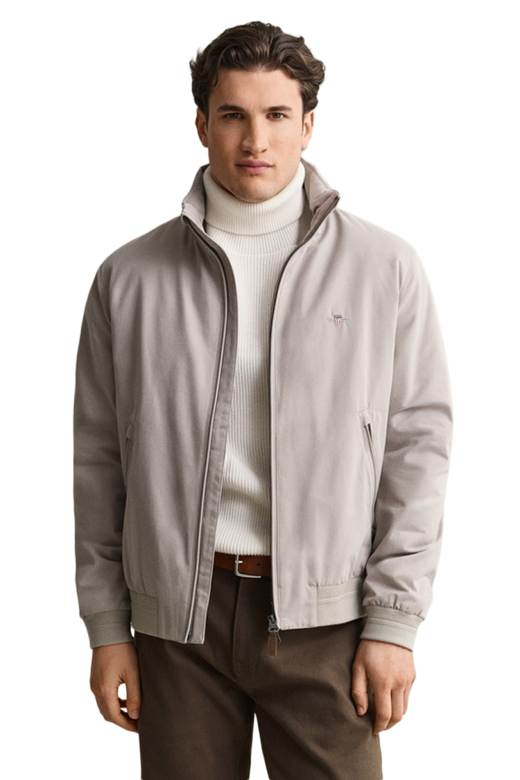 ז'קט מעבר גאנט gant קרם דגם Hampshire Jacket תשלובת טקסטיל דוחה מים dwr גזרה רגילה רקמה חזה קפוצ'ון מתקפל