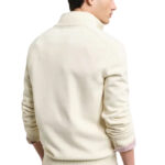 סריג גאנט GANT קרם כותנה דגם Casual Cotton Half-Zip Sweater חצי רוכסן רקמה
