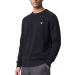 סריג גאנט gant שחור דגם Casual Cotton Knitted Sweater 100 אחוז כותנה נינוח רקמה לוגו חזה