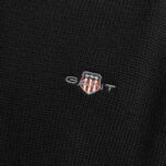 סריג גאנט gant שחור דגם Casual Cotton Knitted Sweater 100 אחוז כותנה נינוח רקמה לוגו חזה