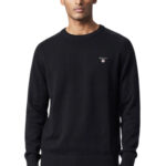 סריג גאנט gant שחור דגם Casual Cotton Knitted Sweater 100 אחוז כותנה נינוח רקמה לוגו חזה