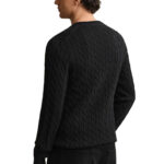 סריג גאנט GANT שחור כותנה דגם Cotton Cable Knit סריג כבלים צמה רקמה