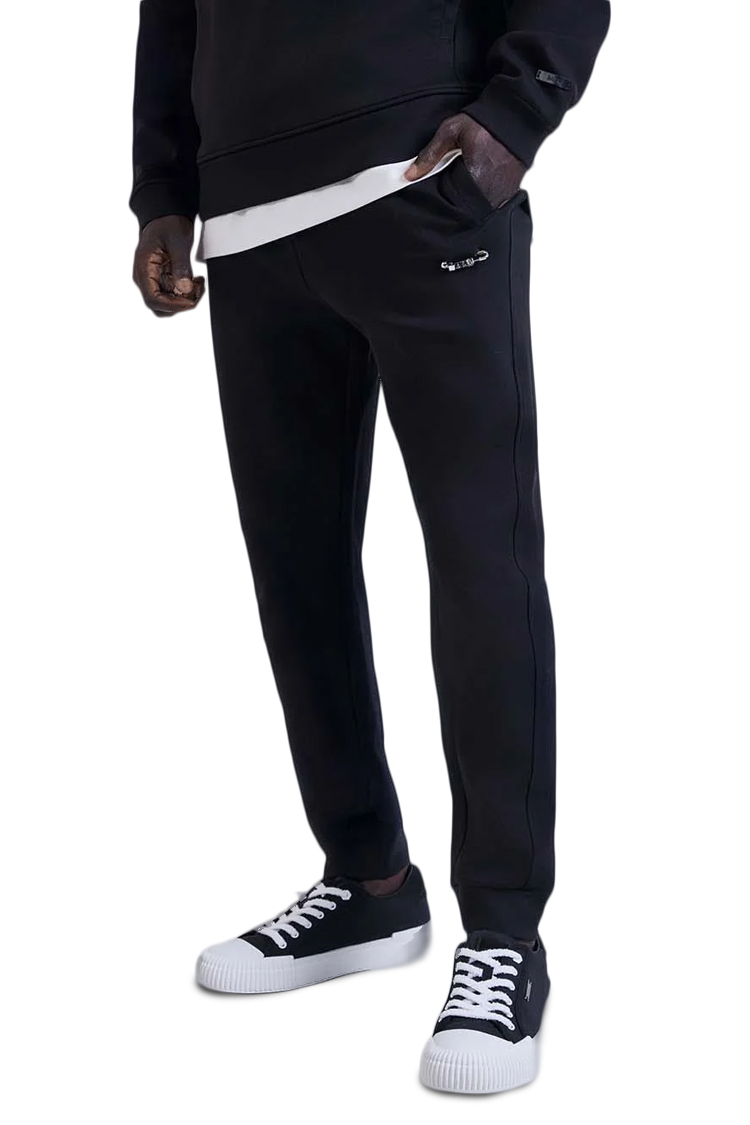 מכנס טרנינג באולר balr שחור דגם Relaxed Fit Cotton Joggers תשלובת כותנה רילקסד פיט קוביות מטאליות סיכת ביטחון