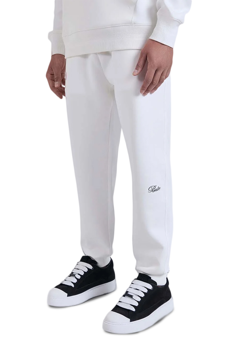 מכנס טרנינג באולר balr לבן דגם Relaxed Fit Cotton Joggers תשלובת כותנה רילקסד פיט רקמה שרוול פאץ כיס אחורי