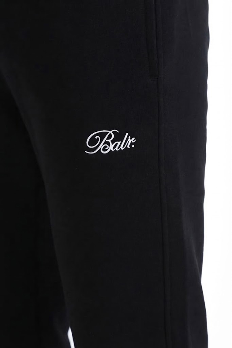 מכנס טרנינג באולר balr שחור דגם Relaxed Fit Cotton Joggers תשלובת כותנה רילקסד פיט רקמה שרוול פאץ כיס אחורי