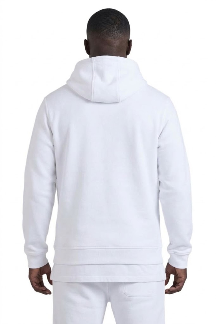 קפוצ’ון באולר balr לבן דגם Pin Logo Hoodie תשלובת כותנה רילקסד פיט קוביות מטאליות סיכת ביטחון תיק תק כיסי קנגורו