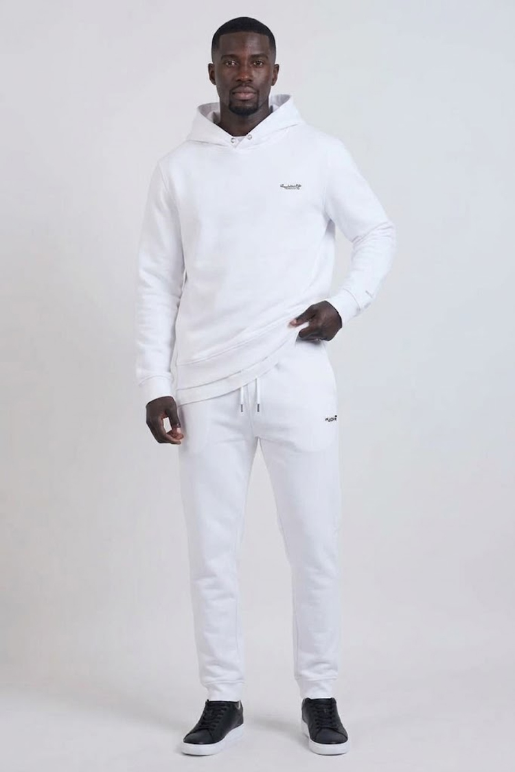 קפוצ’ון באולר balr לבן דגם Pin Logo Hoodie תשלובת כותנה רילקסד פיט קוביות מטאליות סיכת ביטחון תיק תק כיסי קנגורו