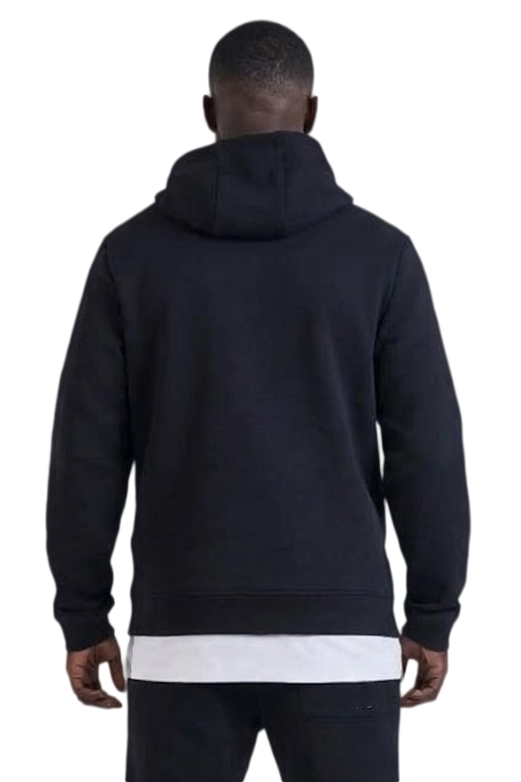 קפוצ’ון באולר balr שחור דגם Pin Logo Hoodie תשלובת כותנה רילקסד פיט קוביות מטאליות סיכת ביטחון תיק תק כיסי קנגורו