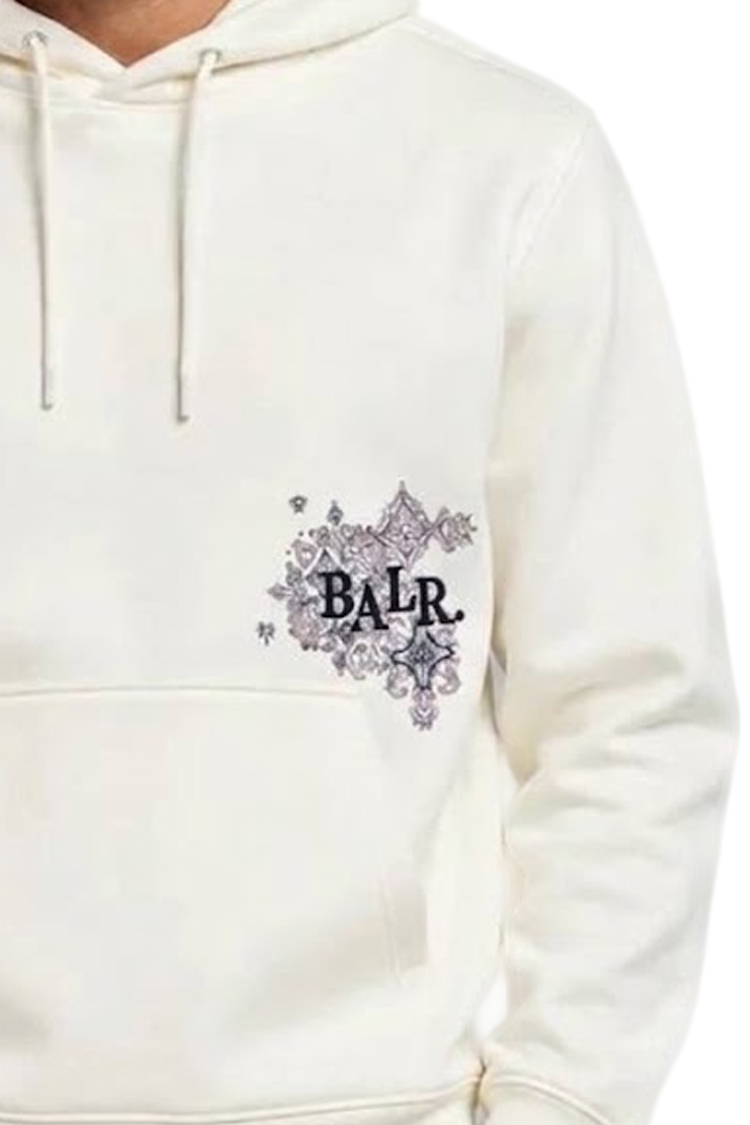 קפוצ’ון באלר balr לבן דגם geometric b תשלובת כותנה רילקסד פיט תבנית גיאומטרית רקומה מותן פאץ’ גב
