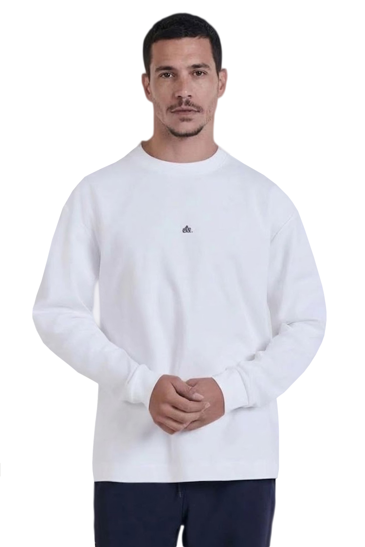 טי שירט ארוכה באולר balr לבן דגם Classic B תשלובת כותנה רילקסד פיט רקמה מינימליסטית חזה גב שרוול ארוך