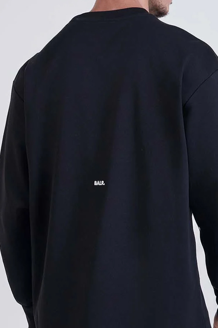 טי שירט ארוכה באולר balr שחור דגם Classic B תשלובת כותנה רילקסד פיט רקמה מינימליסטית חזה גב שרוול ארוך