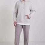 קפוצ’ון באולר balr אוף וויט דגם Mid Logo Hoodie תשלובת כותנה רילקסד פיט רקמה חזה גב שני כיסים