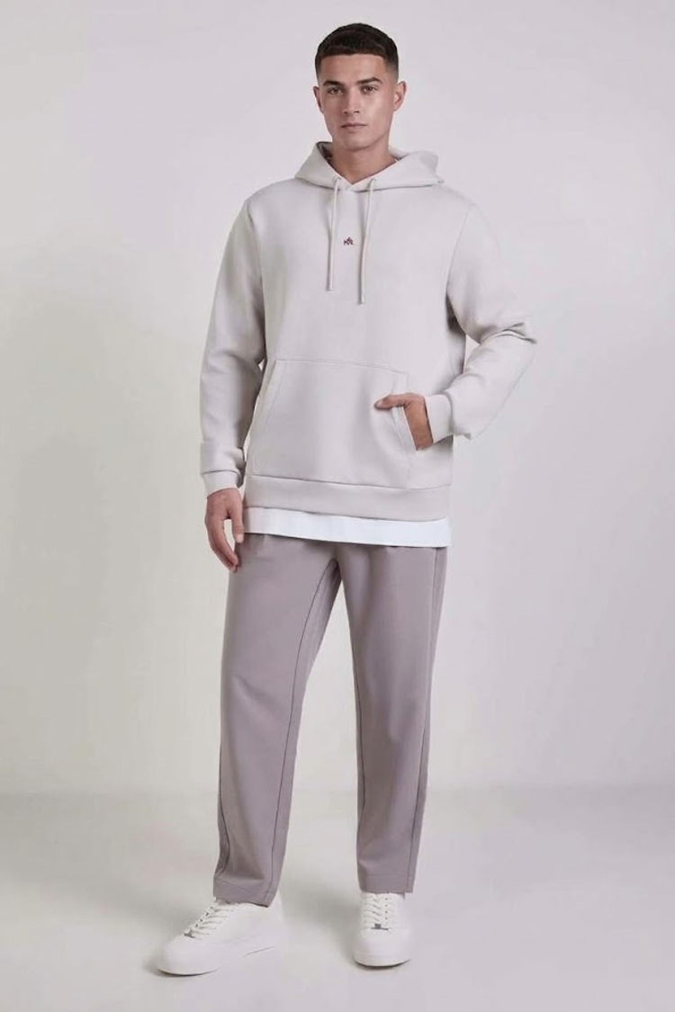 קפוצ’ון באולר balr אוף וויט דגם Mid Logo Hoodie תשלובת כותנה רילקסד פיט רקמה חזה גב שני כיסים