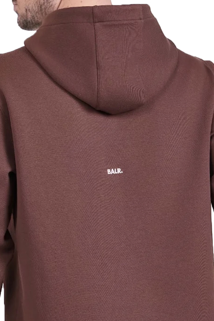 קפוצ’ון באולר balr חום דגם Mid Logo Hoodie תשלובת כותנה רילקסד פיט רקמה חזה גב שני כיסים
