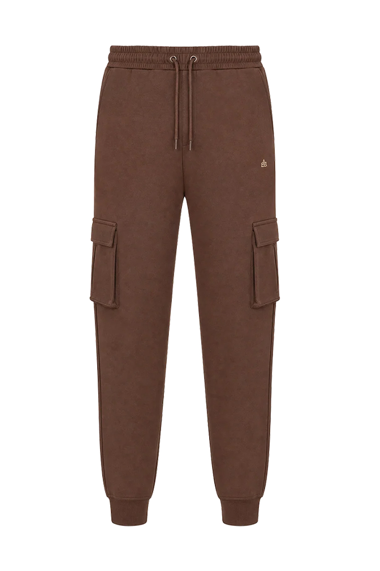 מכנס טרנינג באולר balr חום דגם Mid Logo Sweatpants תשלובת כותנה רילקסד פיט כיסי צד רקמה שרוול כיס אחורי