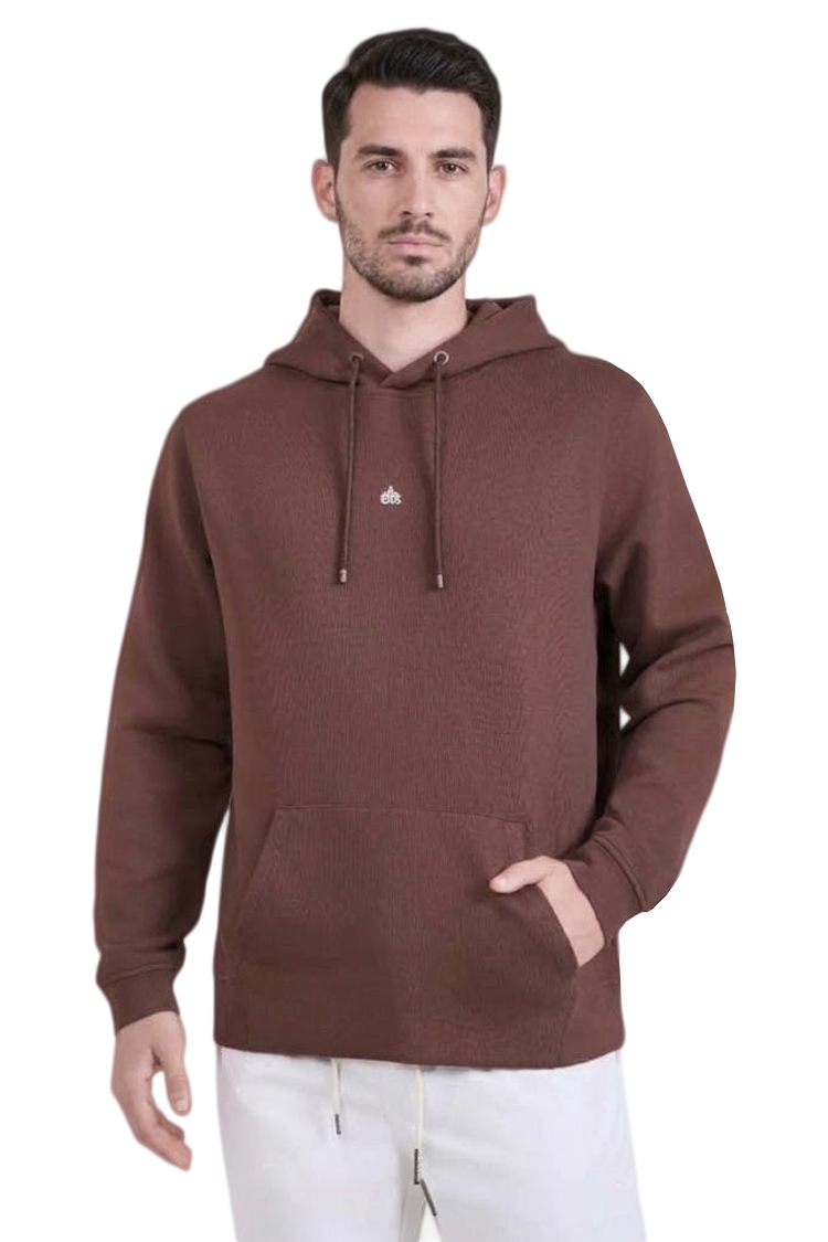 קפוצ'ון באולר balr חום דגם Mid Logo Hoodie תשלובת כותנה רילקסד פיט רקמה חזה גב שני כיסים