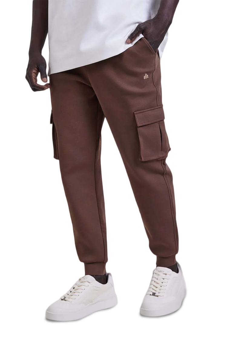 מכנס טרנינג באולר balr חום דגם Mid Logo Sweatpants תשלובת כותנה רילקסד פיט כיסי צד רקמה שרוול כיס אחורי