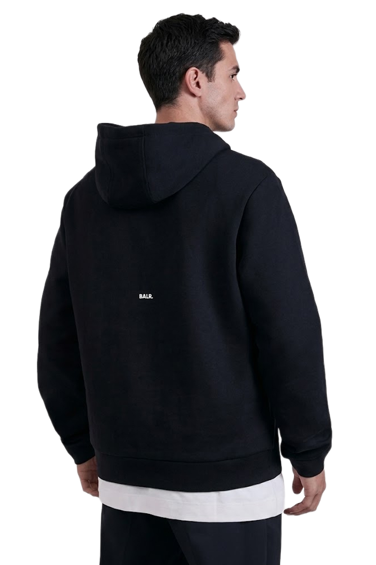 קפוצ’ון באולר balr שחור דגם Mid Logo Hoodie תשלובת כותנה רילקסד פיט רקמה חזה גב שני כיסים